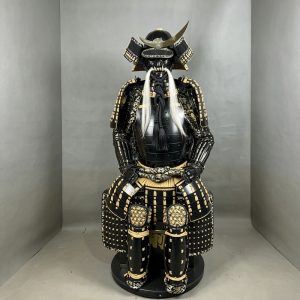 Japanese-style Ghost Face Mask, Black Base with Gold-Plated Samurai Armor Design, Decorative Film Prop Ornament