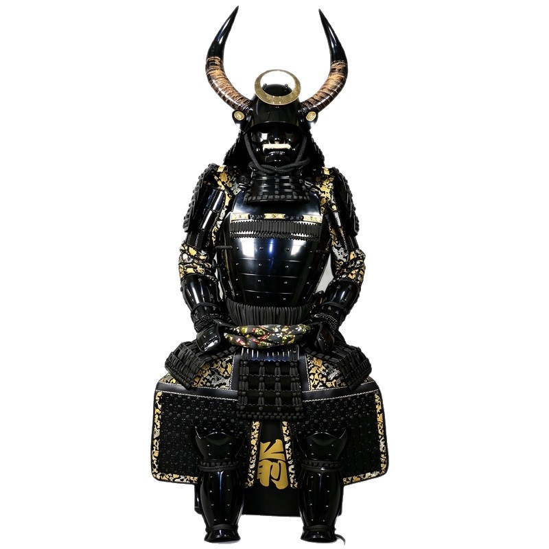 Black and Gold Sengoku Warrior Armor Replica, Hand-Sewn Japanese-Style Display Armor for Exhibition Halls - Image 5