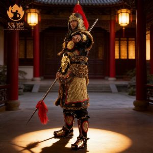 Golden Chainmail Armor Full Set Film Costume, Ancient Spring and Autumn Hanfu-inspired General Soldier Armor Prop