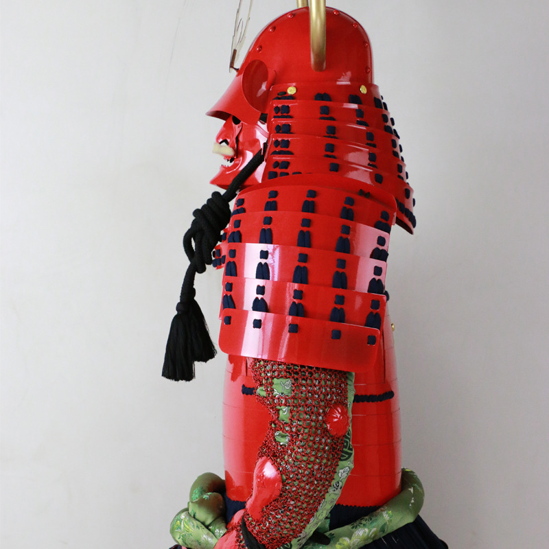 Wearable Japanese Warring States-Style Warrior Helmet Replica, Red Iron Finish with Wooden Box - Image 3