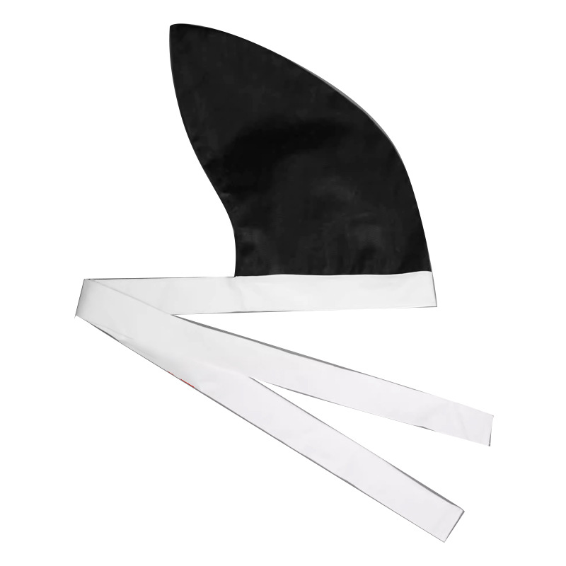 Japanese Eboshi Hat Replica, Black Cotton Satin Weave, Unisex Cosplay Prop Headwear - Image 5