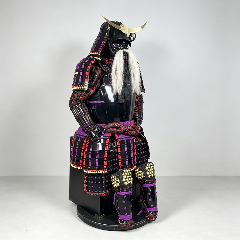 Purple-red Iron Samurai Armor Ornament Vintage Model Home Decor Film Prop - Image 3