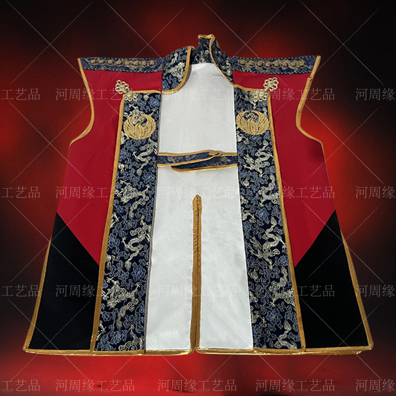 Japanese Sengoku Period Jinbaori-Style Sleeveless Samurai Haori Costume Replica, Red-Black, Film Prop - Image 4