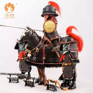Antique-Style Metal Figurine Set: Heavenly Martial General & Jinyiwei Cavalry Desktop Ornament