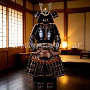 Wearable Japanese Samurai Armor Replica, Metal Construction, Black Finish, Display Set