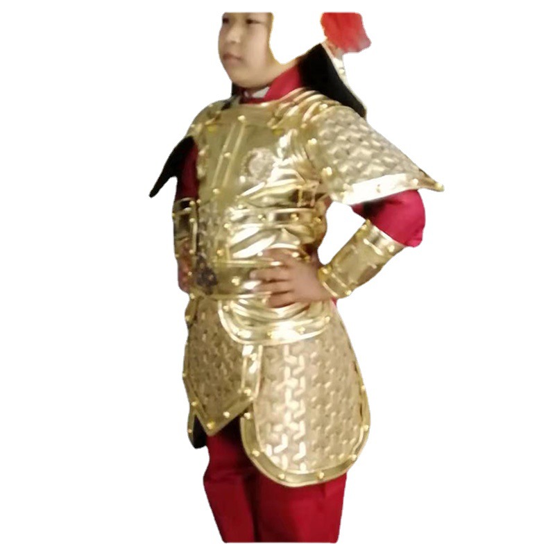 Children's Ancient General Golden Armor Helmet Suit, Three Kingdoms Stage Prop Costume - Image 5