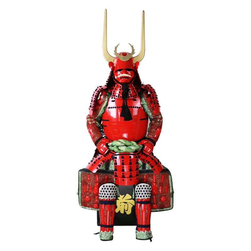 Wearable Japanese Warring States-Style Warrior Helmet Replica, Red Iron Finish with Wooden Box - Image 5