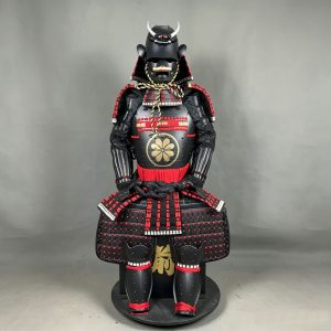 Black and Red Cherry Blossom Pattern Japanese Samurai Armor Replica, Display and Film Prop Suit