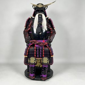 Purple-red Iron Samurai Armor Ornament Vintage Model Home Decor Film Prop