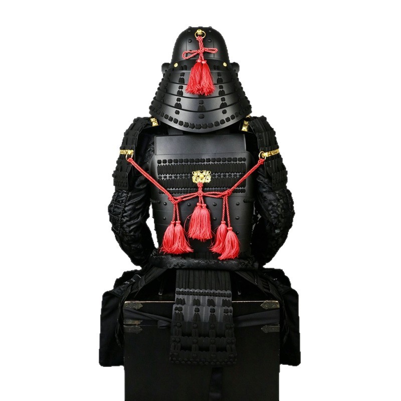 Japanese-style Black and Gold Crescent Moon Samurai Armor Set with Matte Black Faceplate, Decorative Display Piece - Image 5