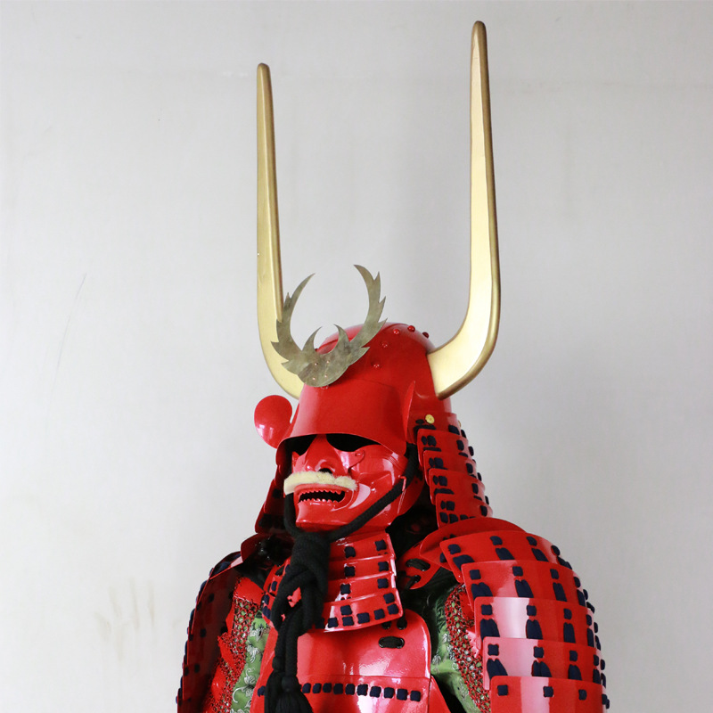 Wearable Japanese Warring States-Style Warrior Helmet Replica, Red Iron Finish with Wooden Box - Image 4