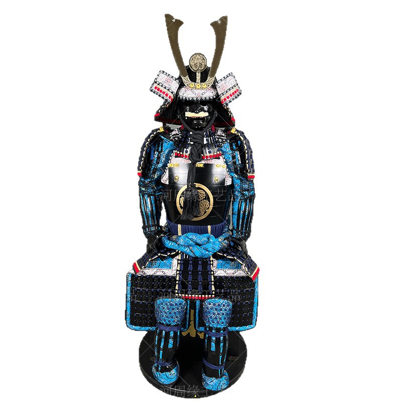 Wearable Japanese Warring States-Style General Armor Replica, Blue-Black Iron Film Prop Ornament - Image 5