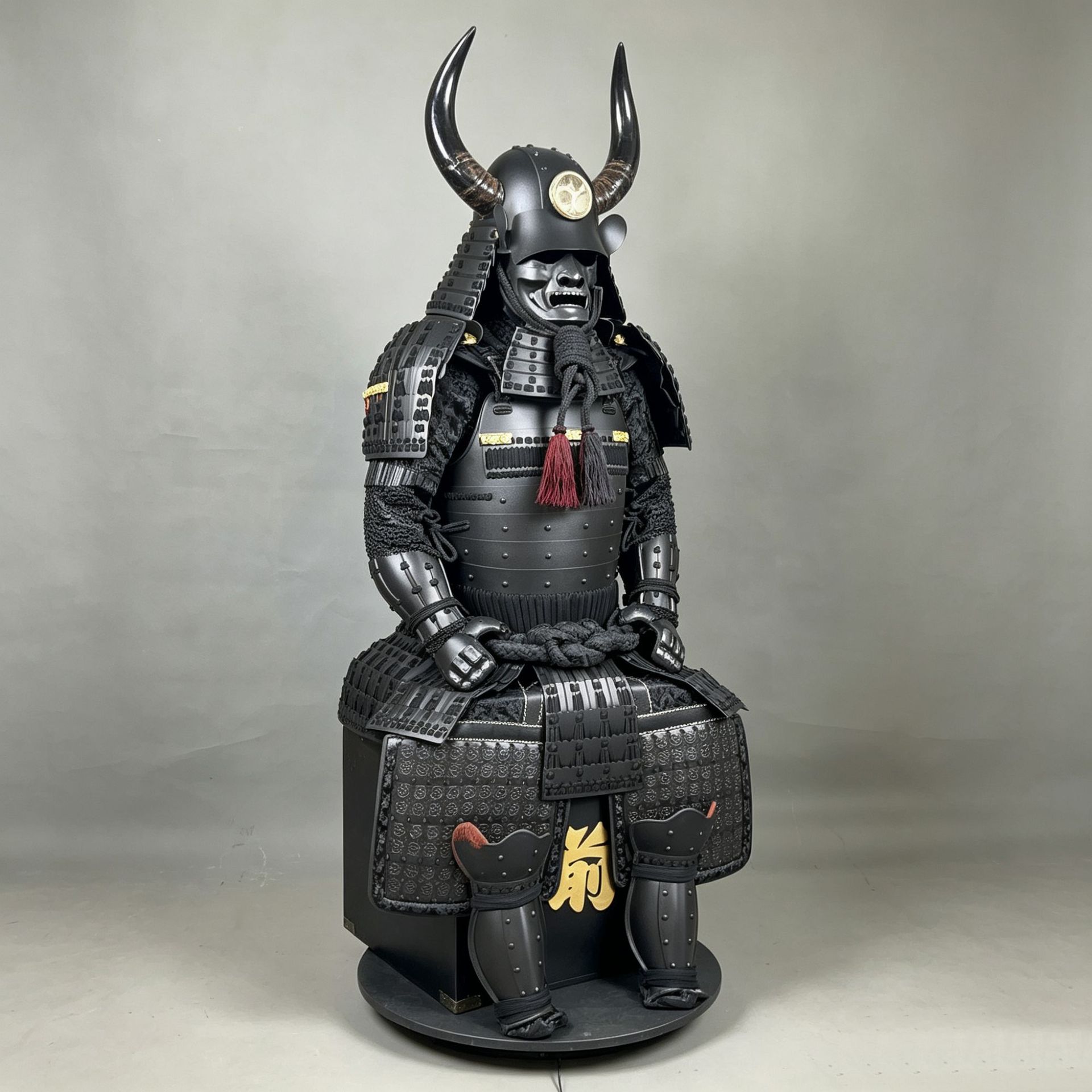 Japanese Samurai Armor Replica, Matte Black Iron Figure Sculpture, Large Exhibition Hall Display Craft - Image 2