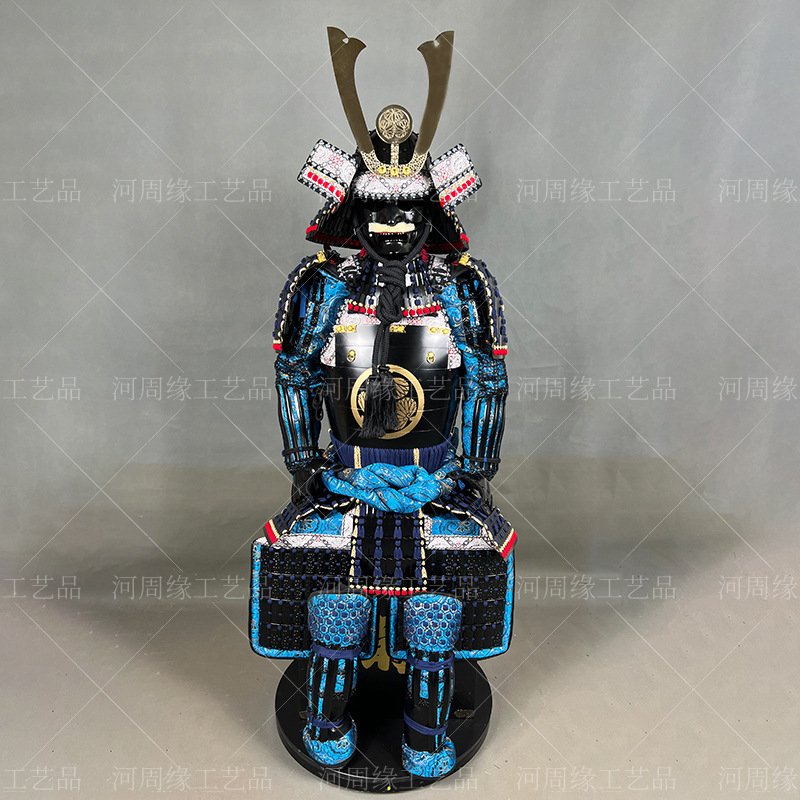 Wearable Japanese Warring States-Style General Armor Replica, Blue-Black Iron Film Prop Ornament - Image 3