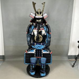 Japanese General's Full-Body Armor Replica, Blue Silk Do-maru-style Samurai Armor for Display