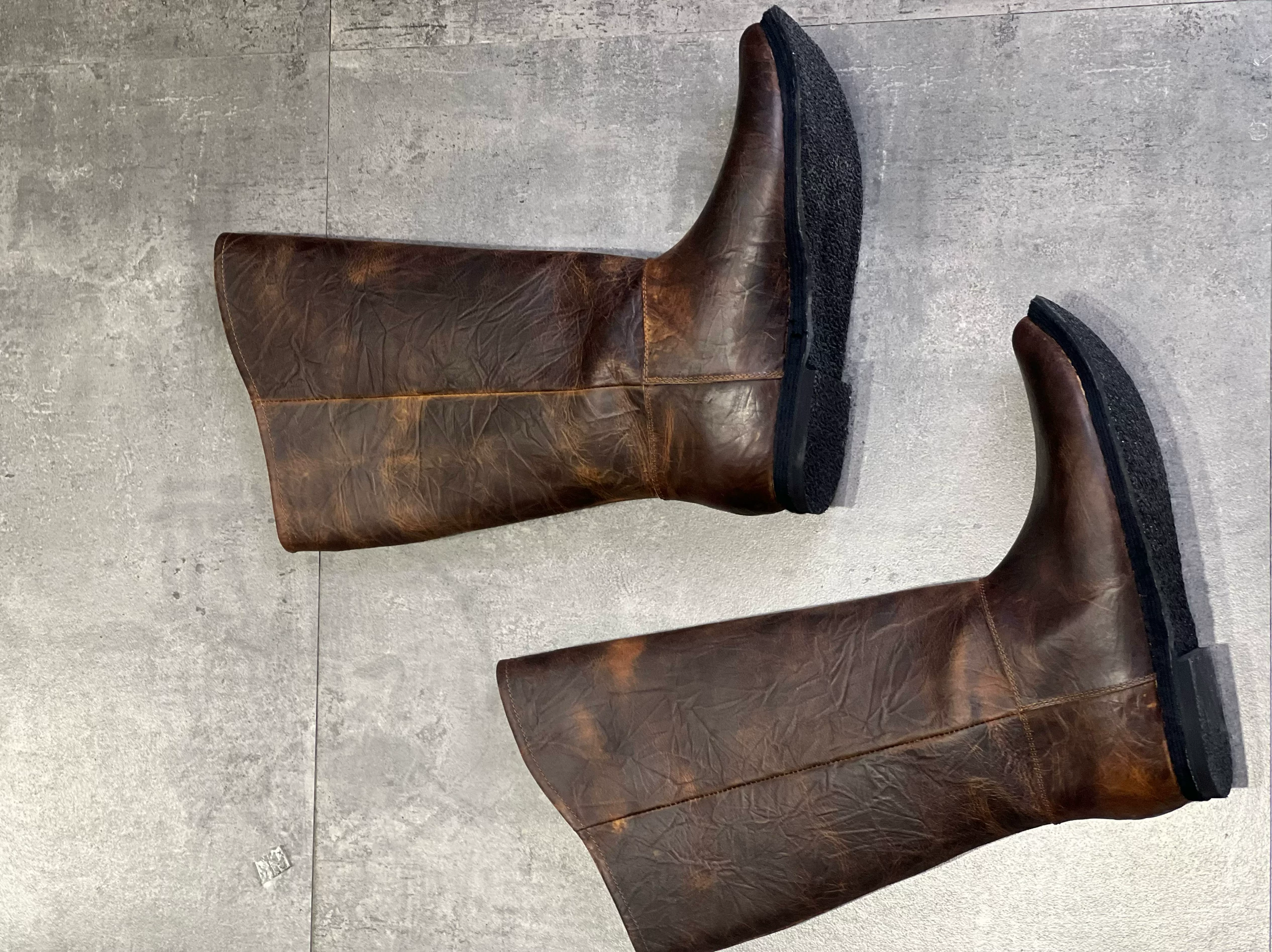 Pure-leather Hanfu distressed cowhide boots distressed cowhide boots armor distressed cowhide boots crazy-horse leather boots - Image 4