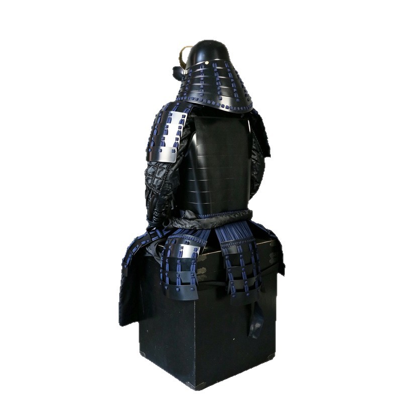 Japanese-style Black Samurai Armor with Blue Cords, Warlord Display Replica for Taverns and Restaurants - Image 5