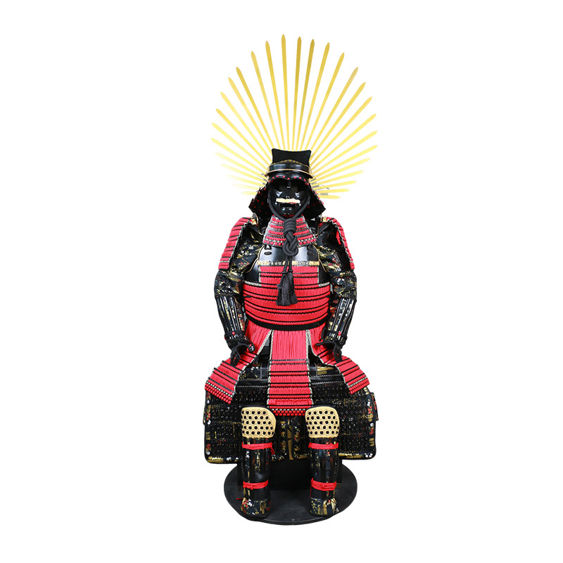 Warring States-Style Japanese Samurai Armor Prop Replica, Iron Construction, Red Finish, Film and Display Ornament - Image 5