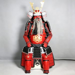 Japanese Samurai Armor Ornament Model, Handmade Iron Desktop Collectible, Wooden Box Display Piece