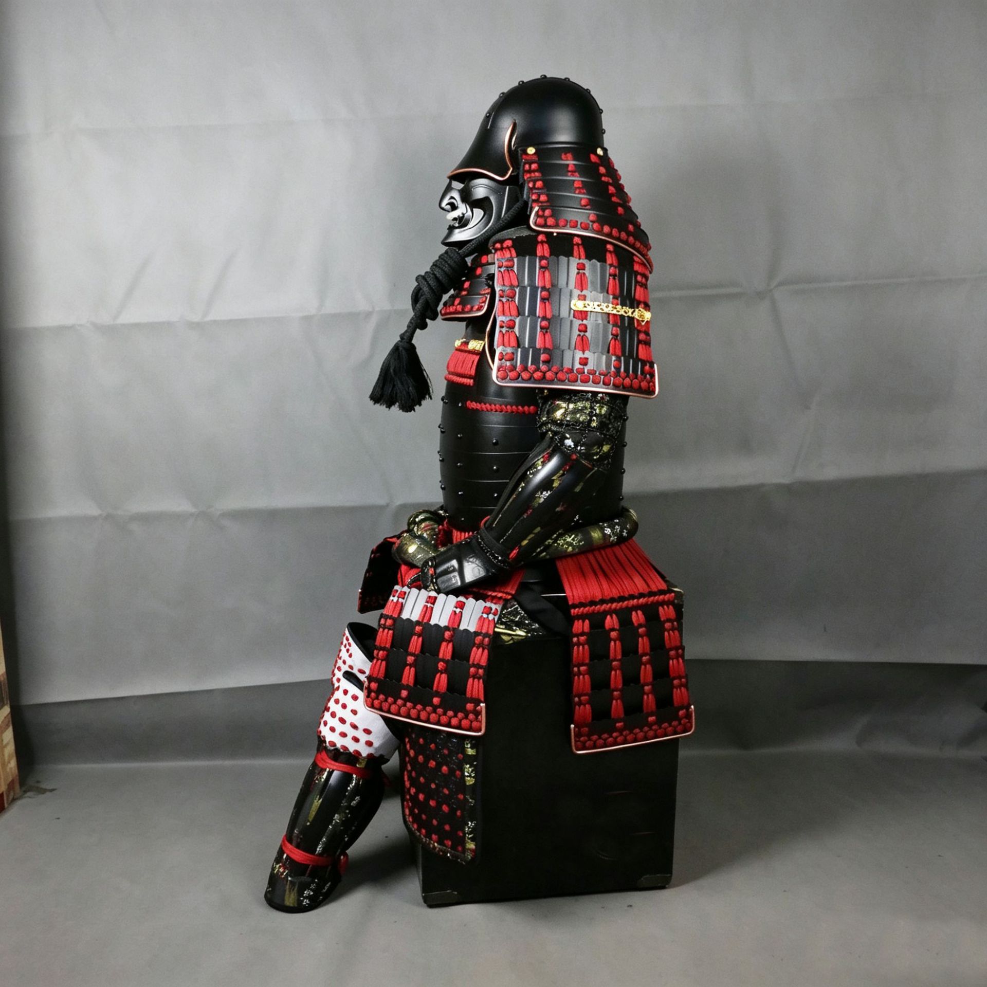 Japanese Sengoku-Style Floral-Patterned Samurai Armor Replica, Metal Display Prop for Restaurants, Escape Rooms and Exhibitions - Image 3