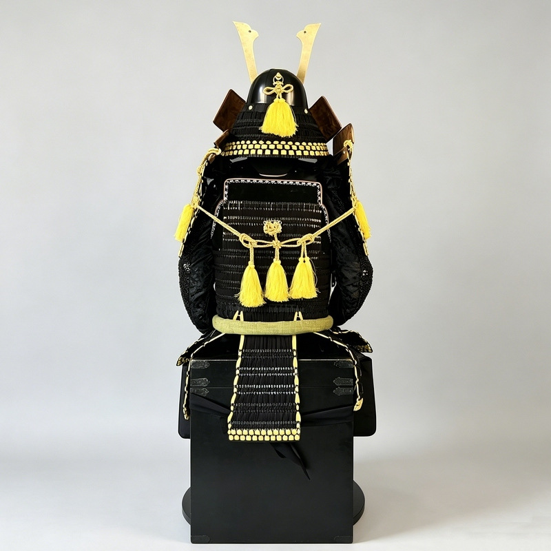 Japanese-Style Full-Body Samurai Armor Replica, Gold-Plated Iron Display Armor with Front Pocket - Image 4