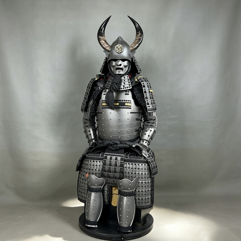 Niu Guang Dou Japanese-style Samurai Armor Replica, Silver-Black Full Set for Display and Cosplay - Image 2