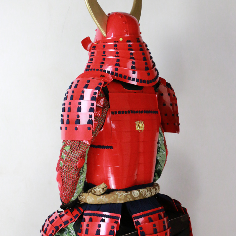 Wearable Japanese Warring States-Style Warrior Helmet Replica, Red Iron Finish with Wooden Box - Image 2