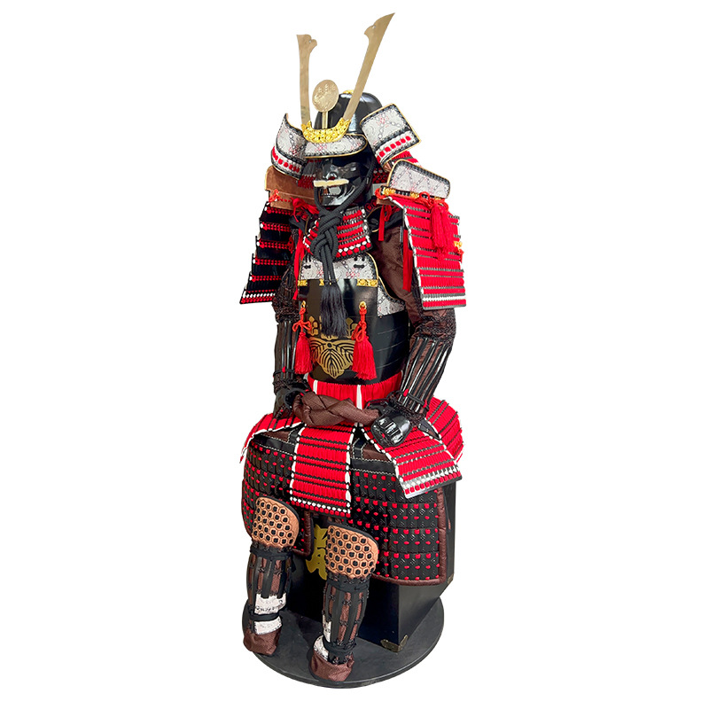 Japanese Samurai Armor Ornament Replica Iron Construction with Wooden Display Box - Image 5