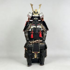 Black and Gold Brocade Japanese Samurai Armor Replica, Wearable Full Suit, Display Piece