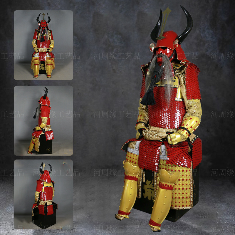 Japanese-Style Red and White Samurai Armor Replica, Wearable Handmade Iron Construction, Collectible Display Piece - Image 3