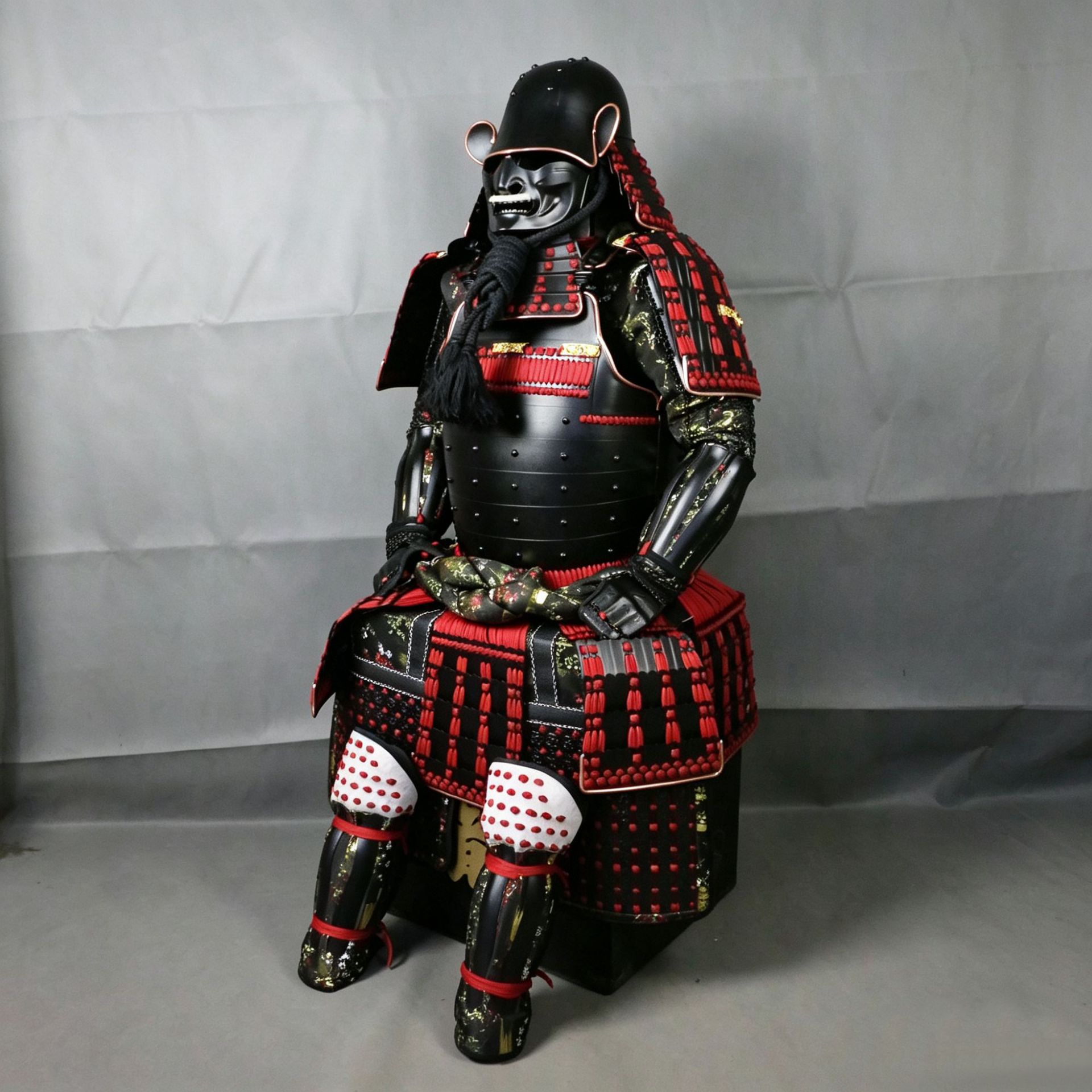 Japanese Sengoku-Style Floral-Patterned Samurai Armor Replica, Metal Display Prop for Restaurants, Escape Rooms and Exhibitions - Image 2