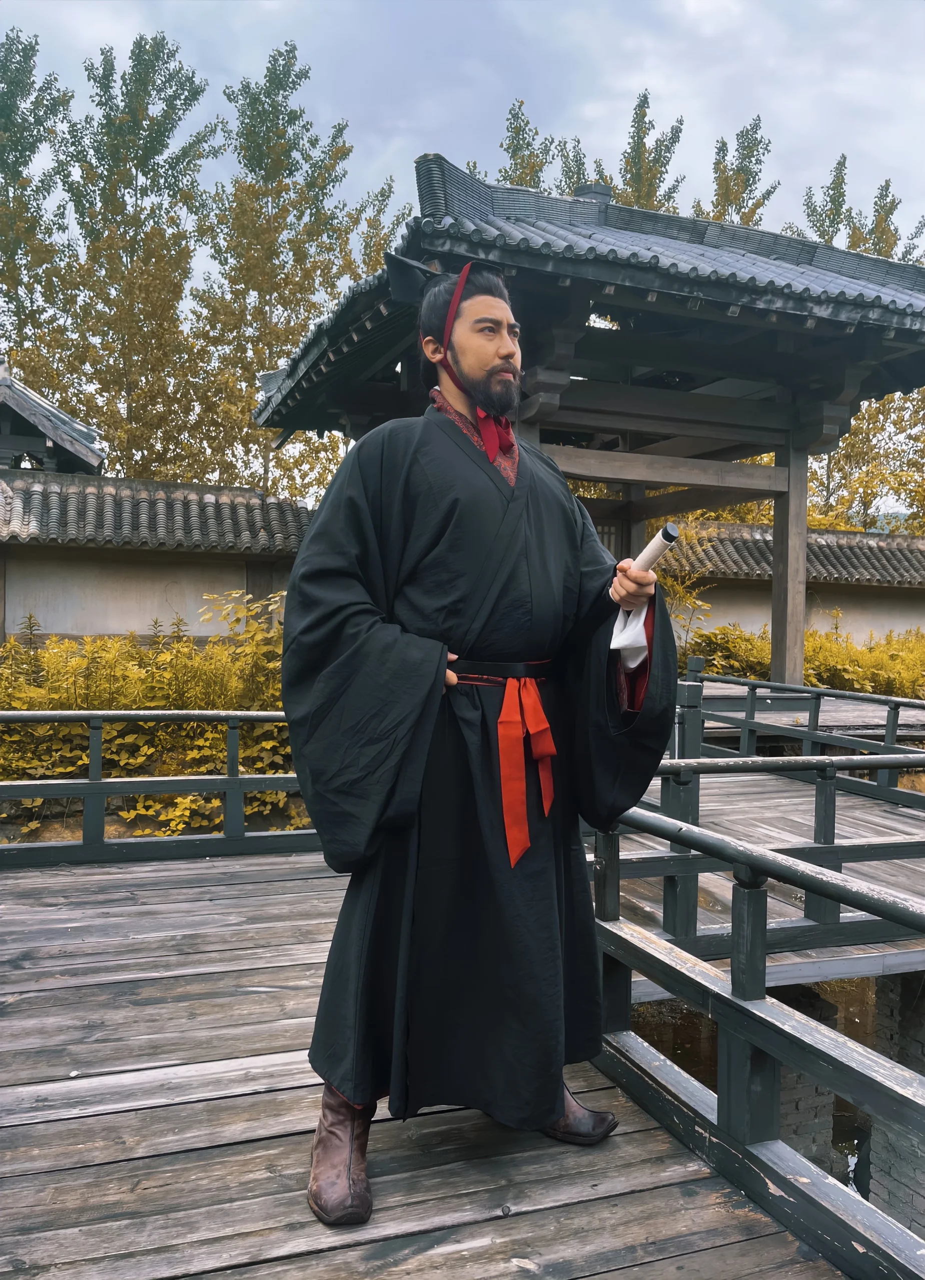 Han dynasty Hanfu Hanfu zhiju robe Han royal clan dark robe Han dynasty official attire Han army - Image 2