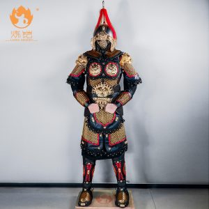 Chinese Mountain Pattern Chainmail Armor Suit Wearable Golden General Stage Film Replica