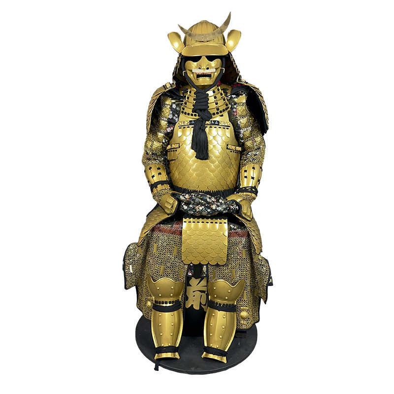 Wearable Japanese Samurai Armor Suit Replica, Iron Construction, Golden Finish, Classical Style - Image 4