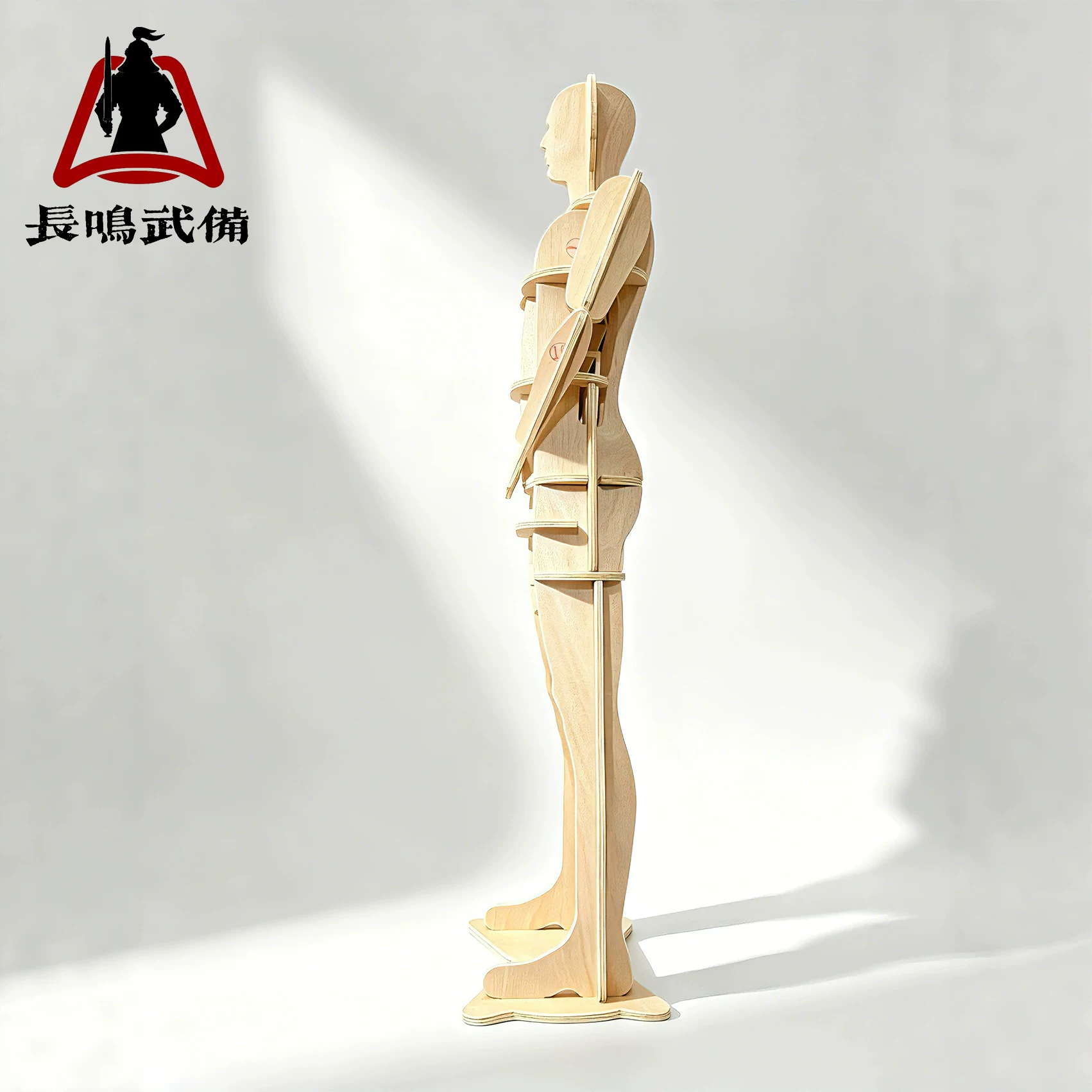 Chinese Armor Human-Form Display Stand, 180cm Wooden Mannequin Frame for Helmet & Armor - Image 3