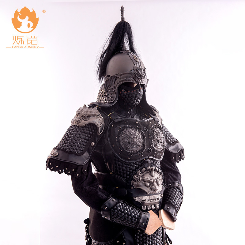 Black Little General's Chivalrous Wearable Armor Costume, Stainless Steel Stage Performance Outfit, Unisex Theatrical Prop, 22-Piece Set - Image 4