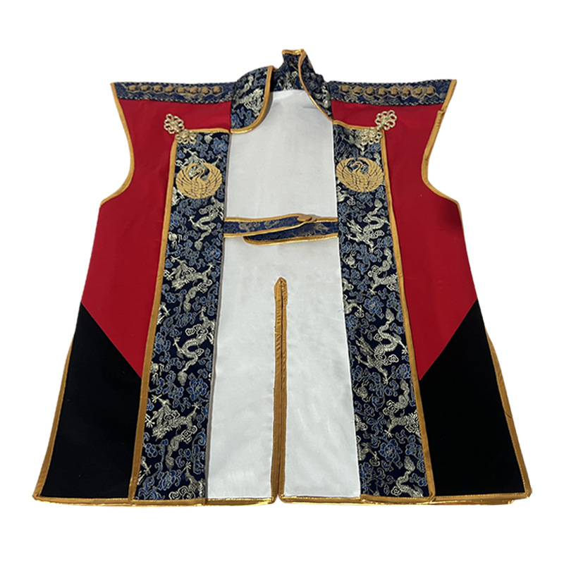 Japanese Sengoku Period Jinbaori-Style Sleeveless Samurai Haori Costume Replica, Red-Black, Film Prop - Image 5