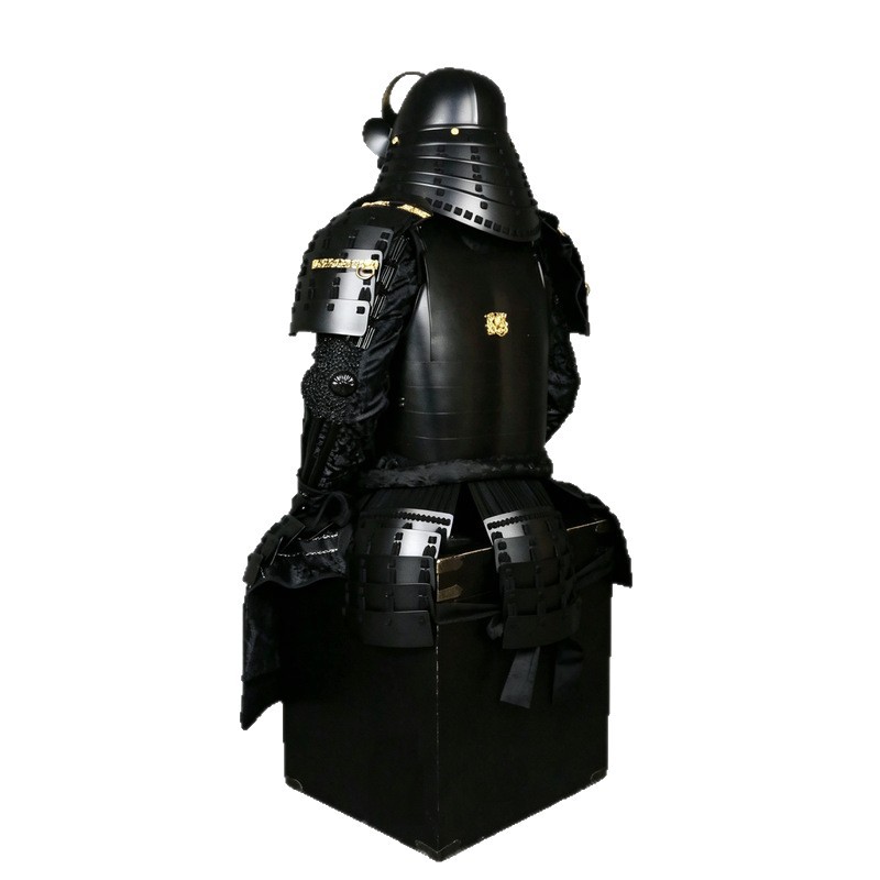 Vintage Japanese-Style Samurai Armor Replica, Black and Silver Handcrafted Display Suit - Image 5