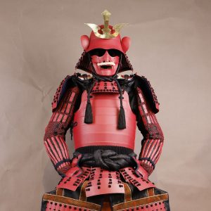 Japanese Samurai Armor Complete Set, Dark Red, 160 cm Display Size