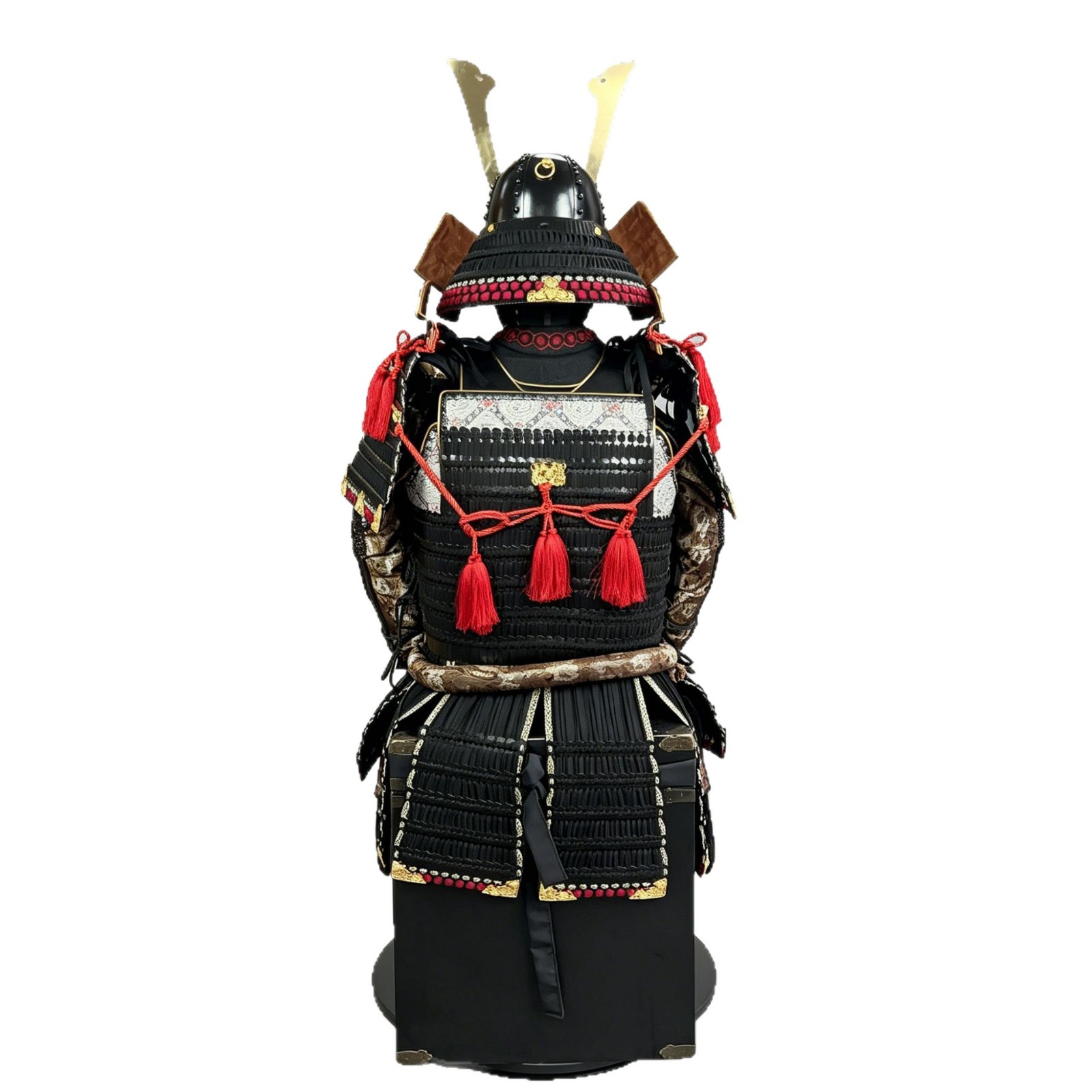 Black and Gold Brocade Japanese Samurai Armor Replica, Wearable Full Suit, Display Piece - Image 5