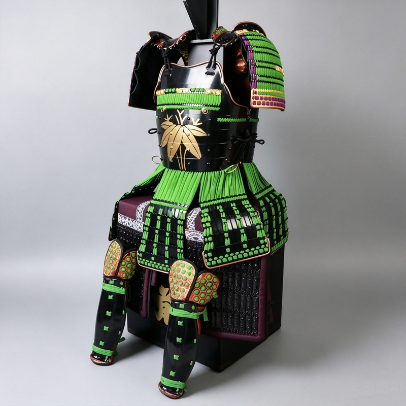 Japanese Sengoku-Style Half-Body Armor Breastplate Display Prop, Iron Construction, Wooden Box Packaging - Image 3