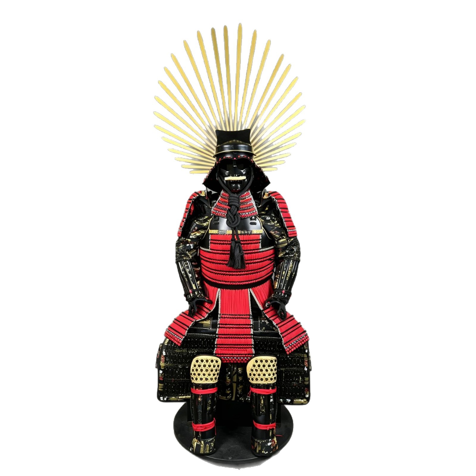 Toyotomi-style Red Sun Samurai Full Armor Ornament, Red and Black Warring States General Collectible - Image 5