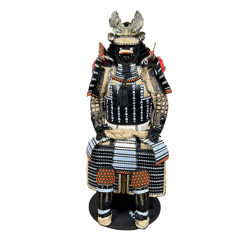 Wearable Japanese Samurai Armor Suit Replica, Iron Construction, Black-Gold Finish, Classical Display Style - Image 5