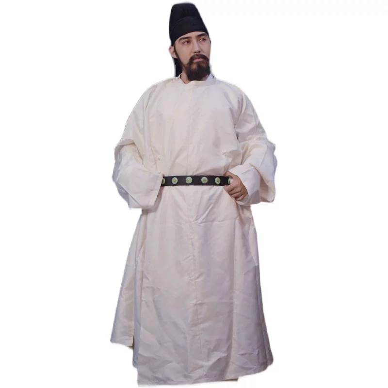 Round-collar robe Tang round-collar robe Li Bai round-collar robe white round-collar robe plain round-collar robe - Image 3