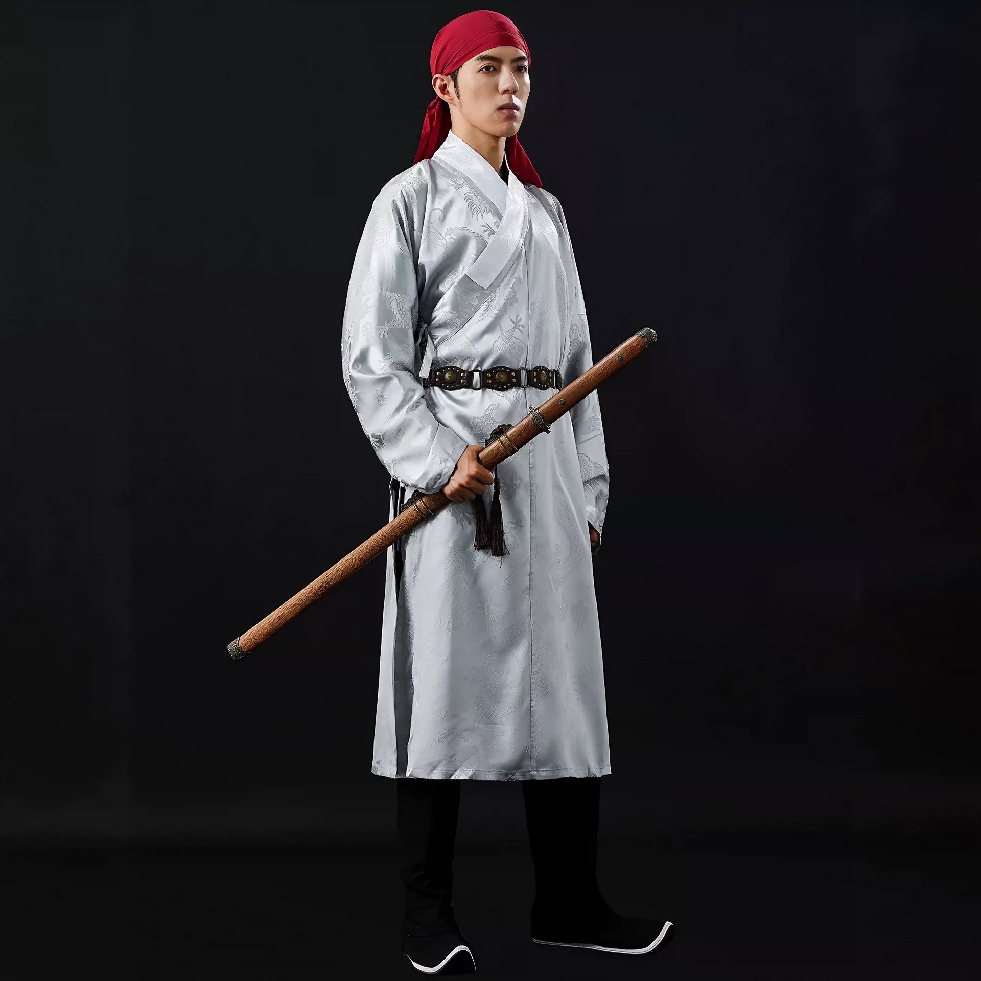 Dragon-Motif Ming Zhishen 2026 Unisex Cross-Collar Straight Hanfu, Armor Inner Swordsman Daoist Robe - Image 3