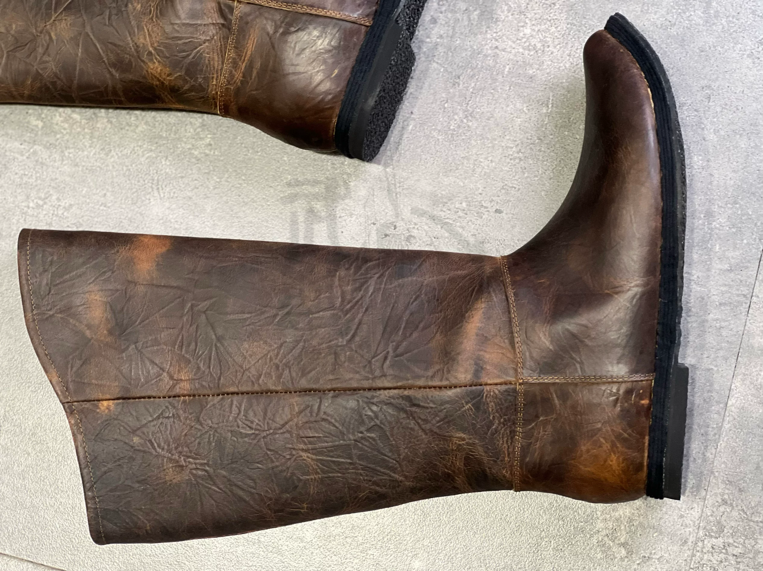 Pure-leather Hanfu distressed cowhide boots distressed cowhide boots armor distressed cowhide boots crazy-horse leather boots - Image 2