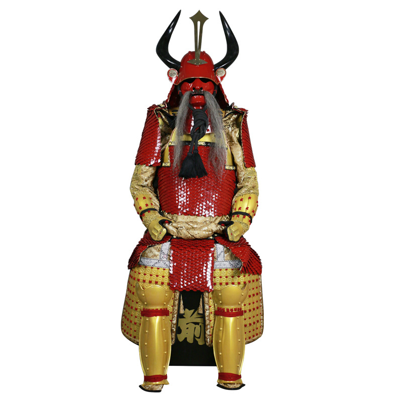 Japanese-Style Red and White Samurai Armor Replica, Wearable Handmade Iron Construction, Collectible Display Piece - Image 5