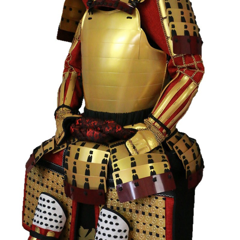 Japanese-Style Golden Red Samurai Armor, Wearable Handmade Replica for Display and Film Use - Image 5