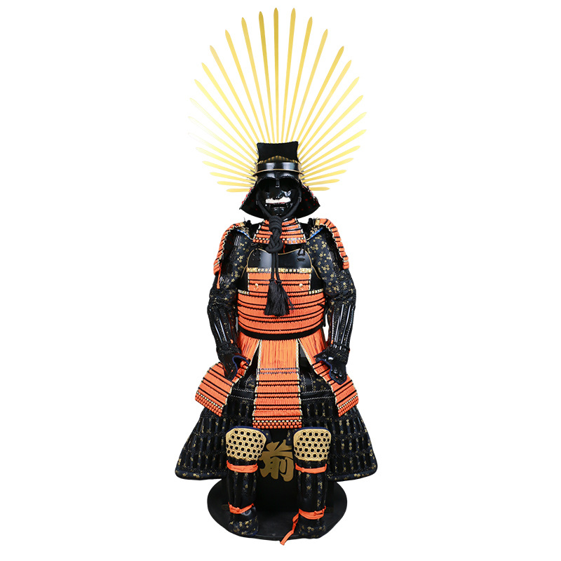 Wearable Japanese Samurai Armor Replica, Film Prop Display Suit, Orange Miyamoto Style - Image 5