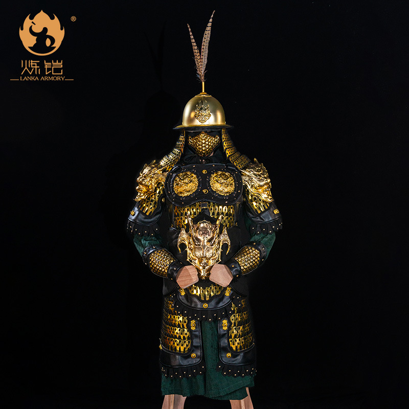 Yang Family Six-Star Armor Gold-Plated Detachable Song-Ming Style Wearable Metal Stage Prop Armor - Image 2